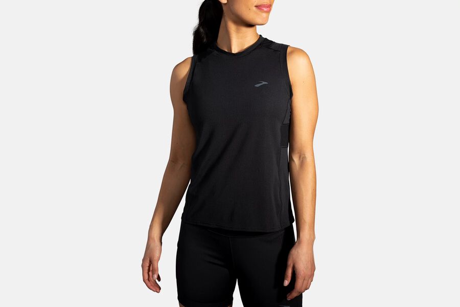 Womens Brooks Atmosphere Sleeveless Tops Black | 658140-YWR